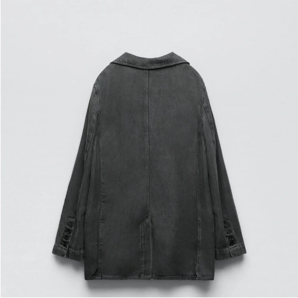 Zara Alexa Charcoal Denim Blazer